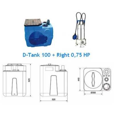 Stazione automatica di sollevamento Ebara D TANK 100 con pompa Right 0,75MA