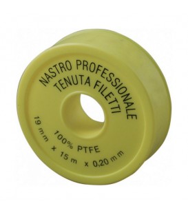 Rotolo Nastro teflon P.T.F.E. GAS professionale mt.15 x 19 mm x sp. 0,2 mm