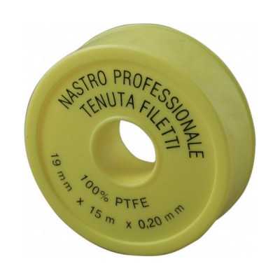 Rotolo Nastro teflon P.T.F.E. GAS professionale mt.15 x 19 mm x sp. 0,2 mm